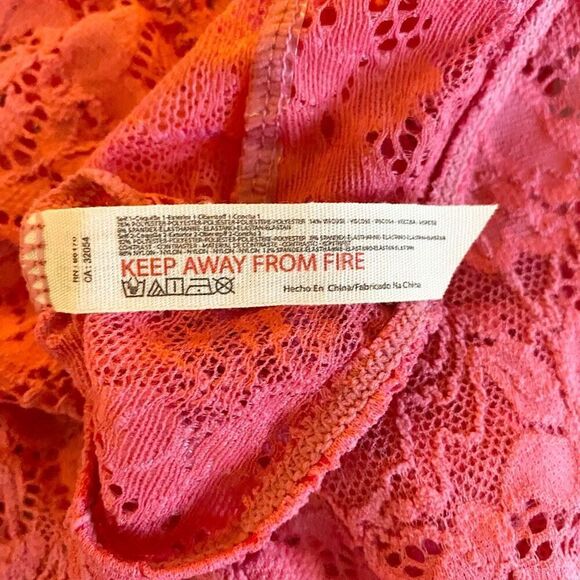 Free People Pink Sheer Sweetheart Neck Lace Faux Corset Bodysuit NWT Size Large - Picture 5 of 7